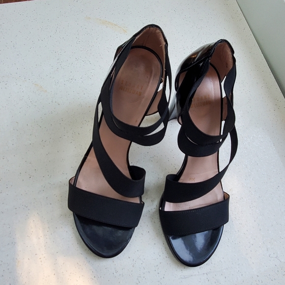Stuart Weitzman Sandals Women 9 black stretchy Strappy Sandals. - Picture 4 of 13